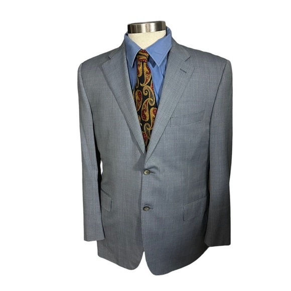 Canali Other - Canali 1934 Italy Travel Water Resistant Blue Gingham Wool Suit Jacket Sz 44R